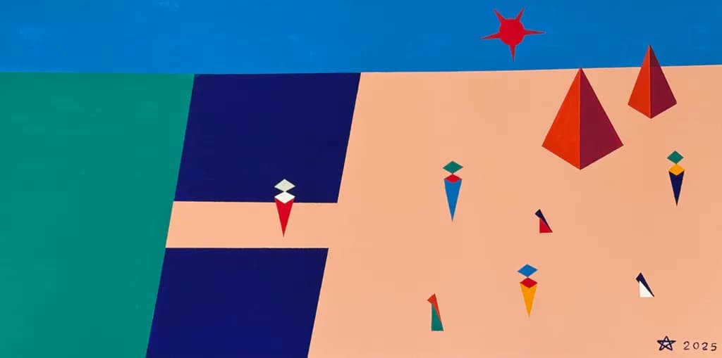 Vibrant Geometric Landscape: A Modern Abstract Exploration of Color and Form