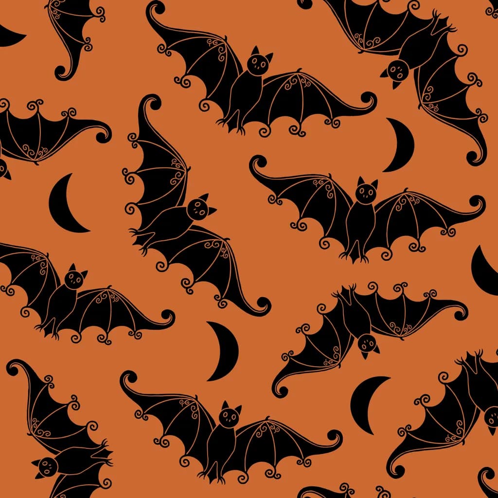 Whimsical Bats and Moonlit Nights: A Playful Pattern for Spooky Vibes