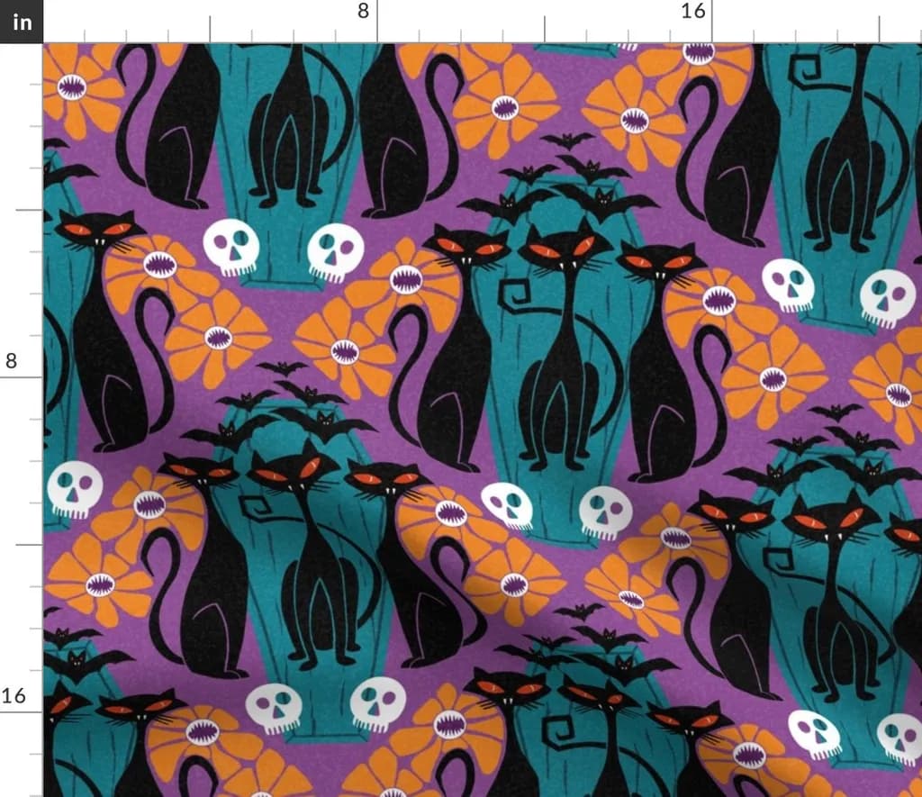 Whimsical Whiskers: A Spooky Cat and Skull Celebration