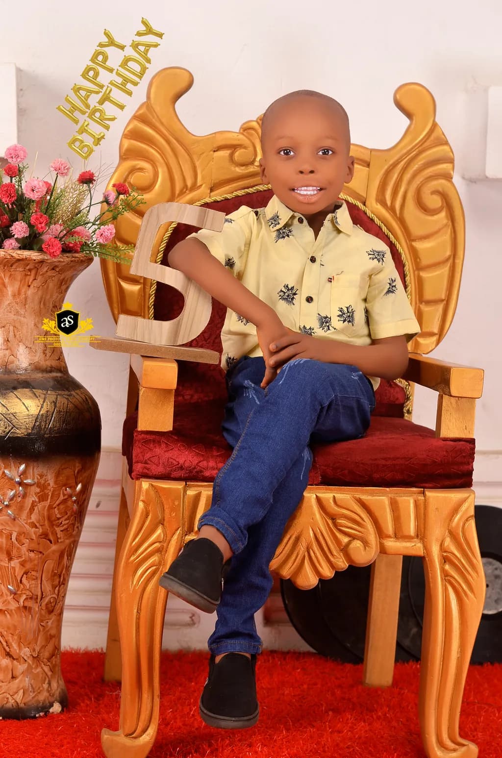 Joyful Celebration: A 5th Birthday Portrait of Happiness and Style