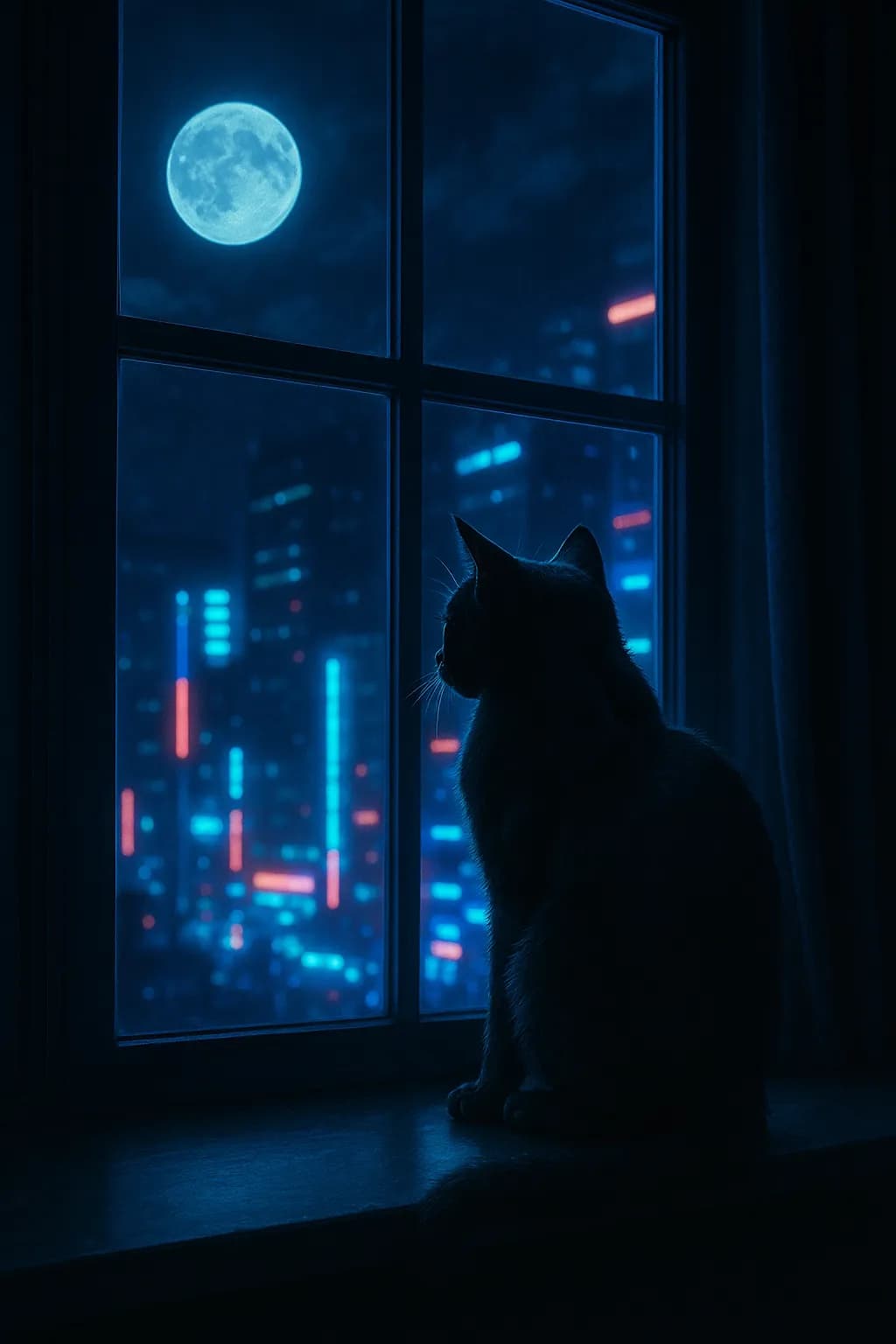 A cat and a moon 