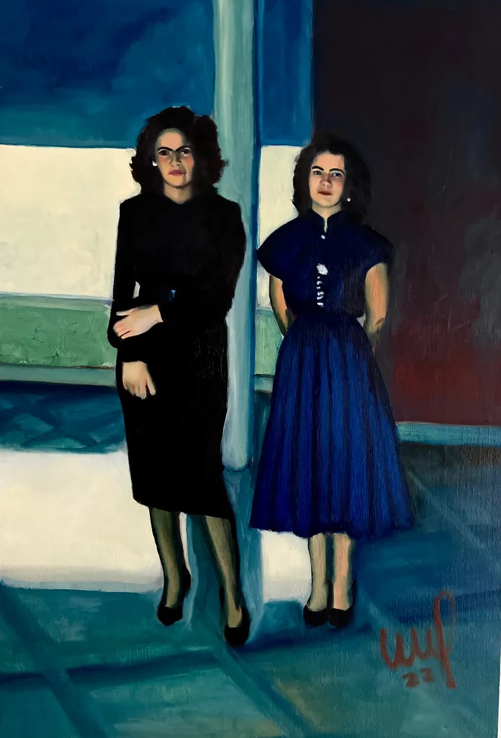 Whispers of Elegance: A Portrait of Timeless Sisterhood in Bold Hues