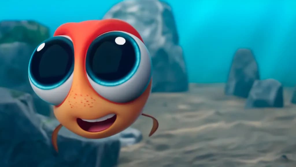 Beneath the Waves: A Playful Encounter with a Curious Goldfish