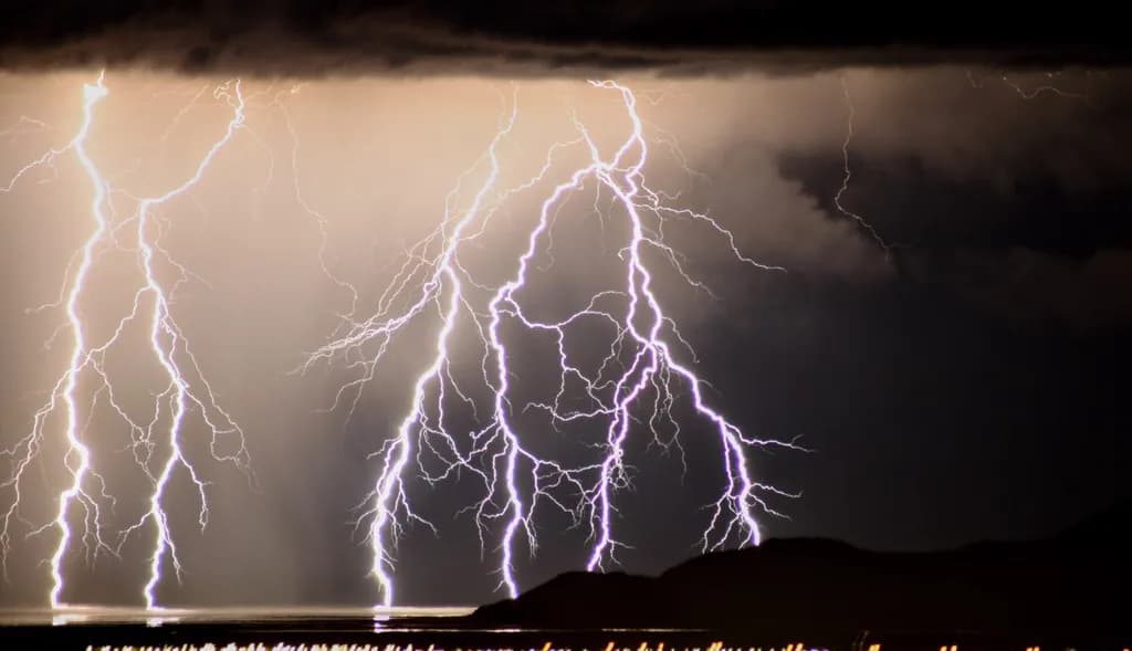 Lightning Storm Over Hills