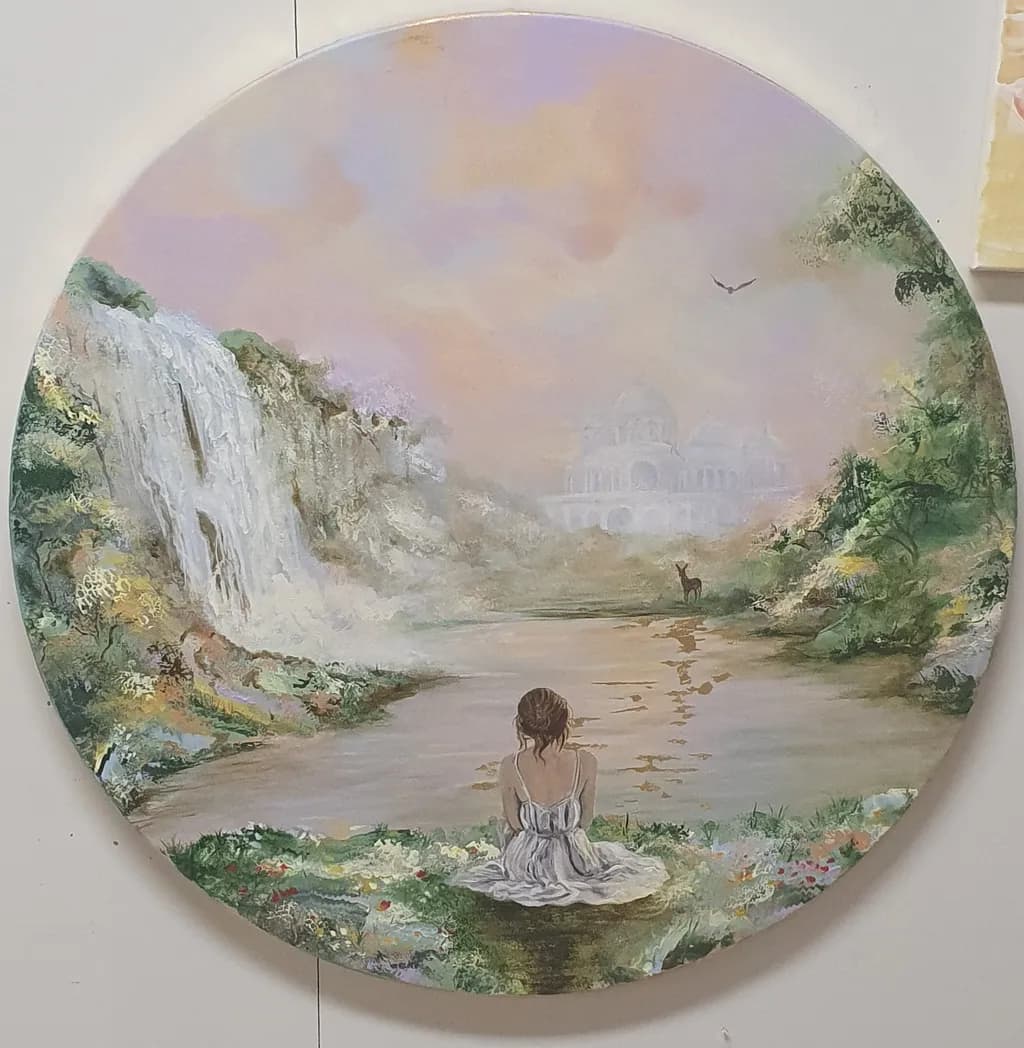 Reflections by the Waterfall