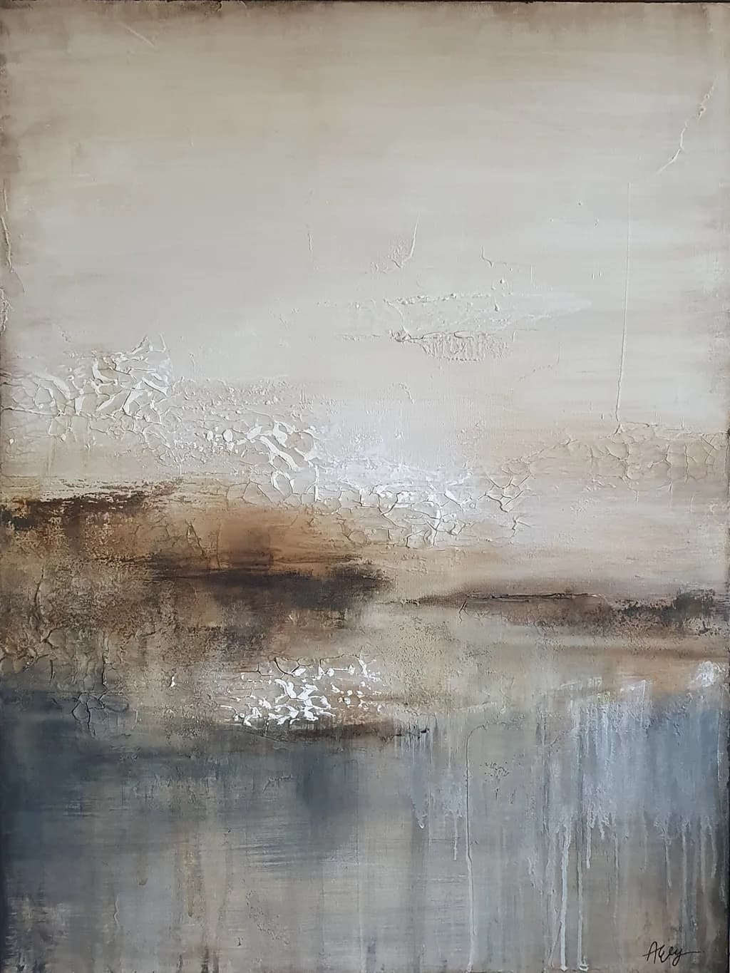 Whispers of Serenity: A Tranquil Abstract Landscape in Earthy Tones
