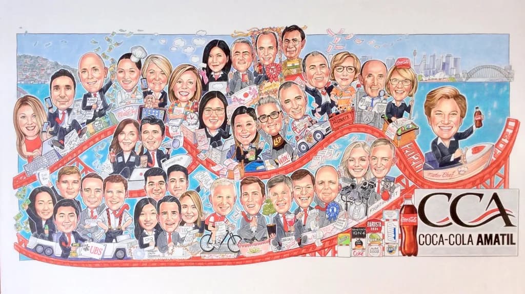 Teamwork Celebration Caricature