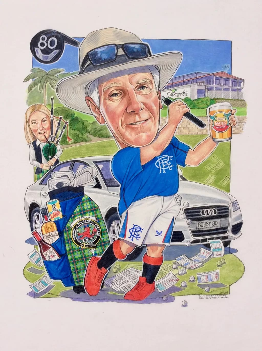 Golf Celebration Caricature