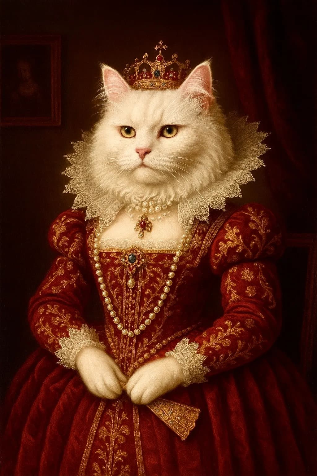 Regal Whiskers: The Majestic Feline in Royal Attire