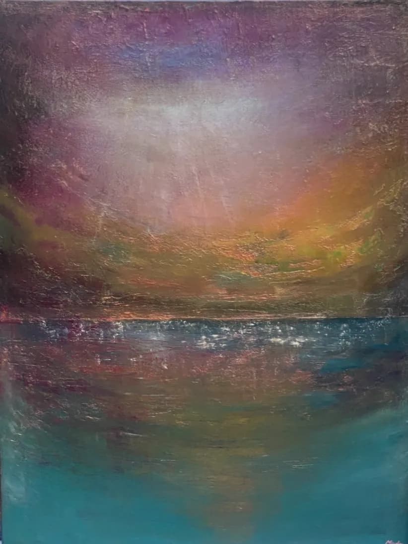 Vibrant Serenity: An Abstract Reflection of Colorful Landscapes at Dusk
