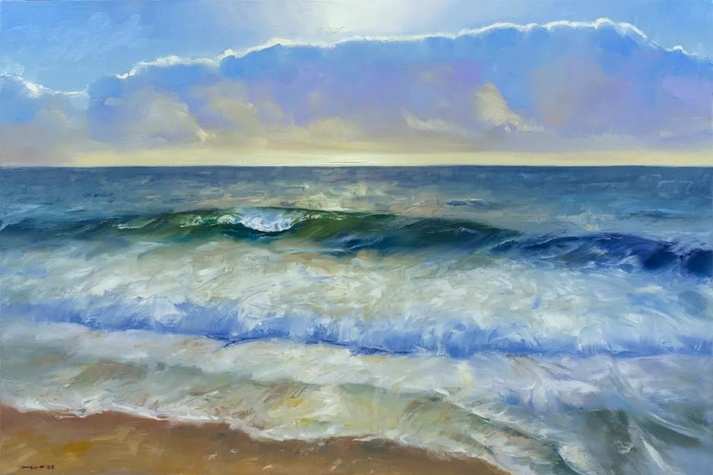 Whispers of the Ocean: A Serene Dance of Waves and Sky
