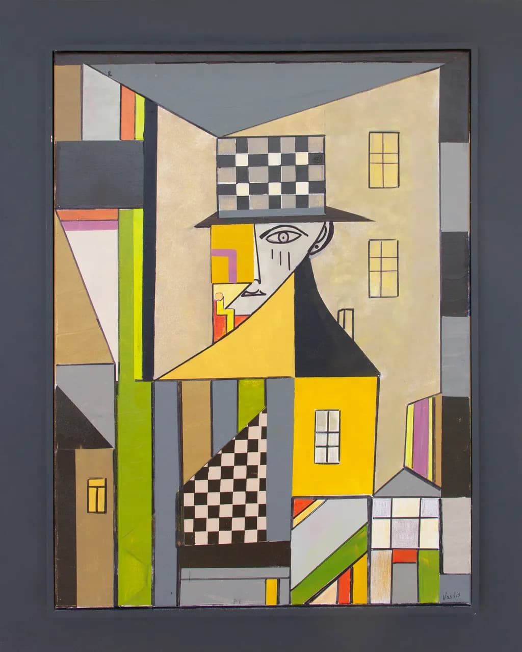 Cubist Reverie: A Colorful Exploration of Modern Portraiture and Geometric Forms