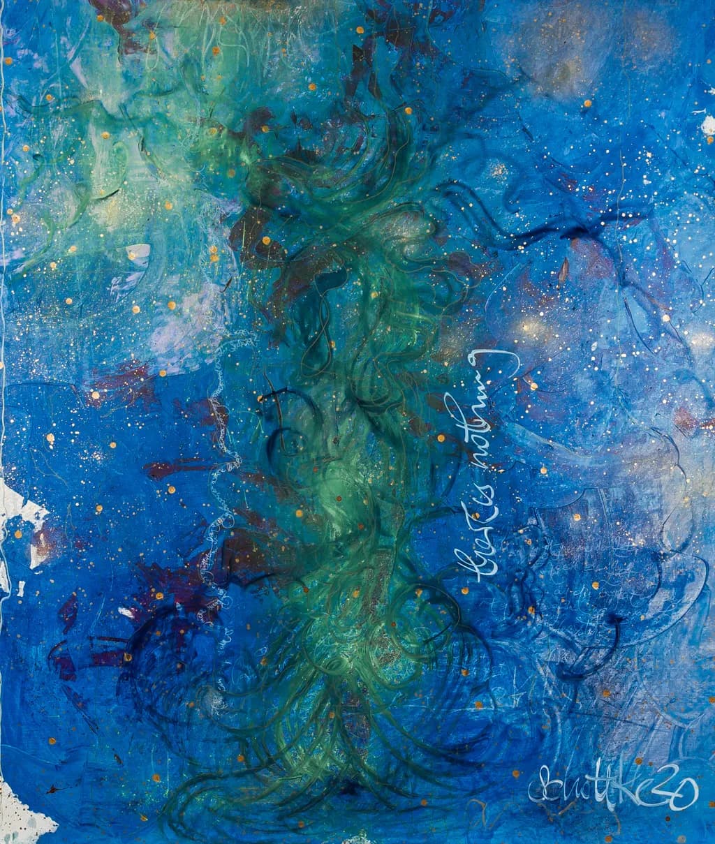 Cosmic Whispers: An Abstract Journey Through Blue Swirls and Textures