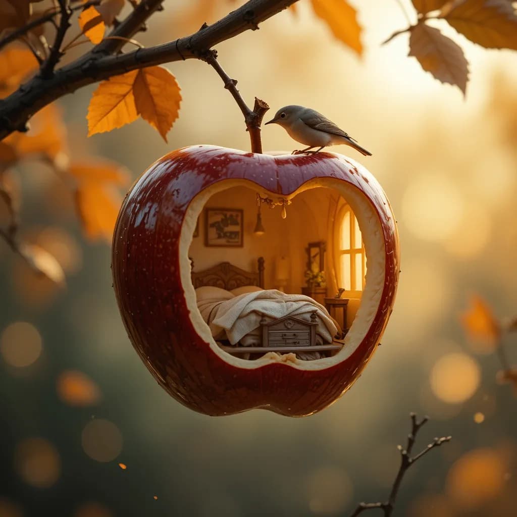 Whimsical Haven: A Cozy Retreat Within an Apple