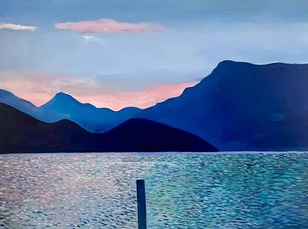 Whispers of Dusk: A Serene Mountain Reflection in Tranquil Waters