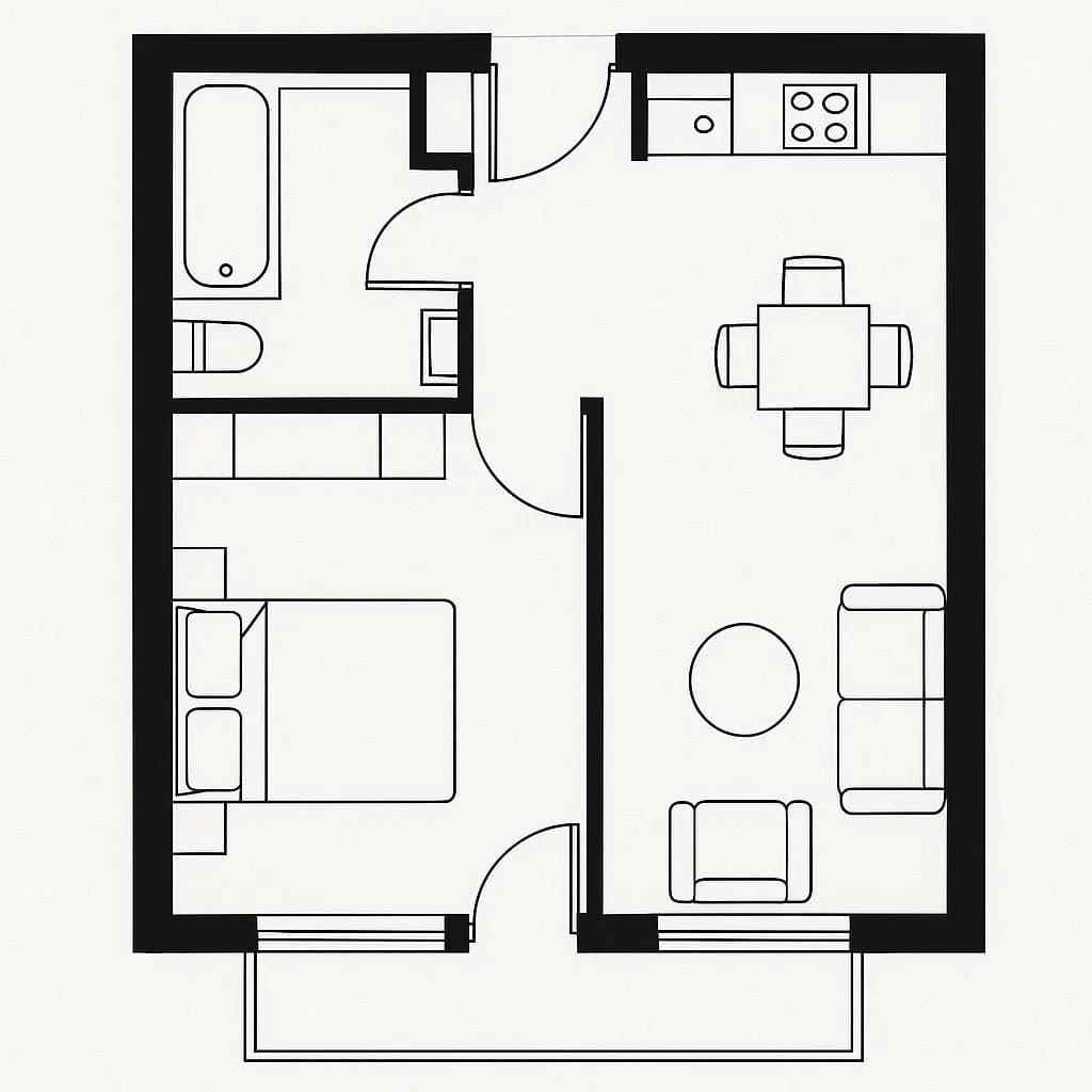 Modern Minimalist Interior Layout: A Study in Space and Design Efficiency