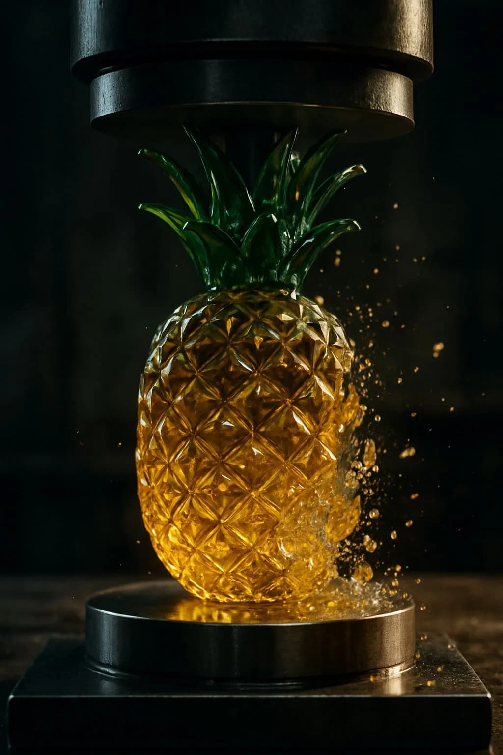 Crushed Elegance: The Explosive Beauty of a Glass Pineapple