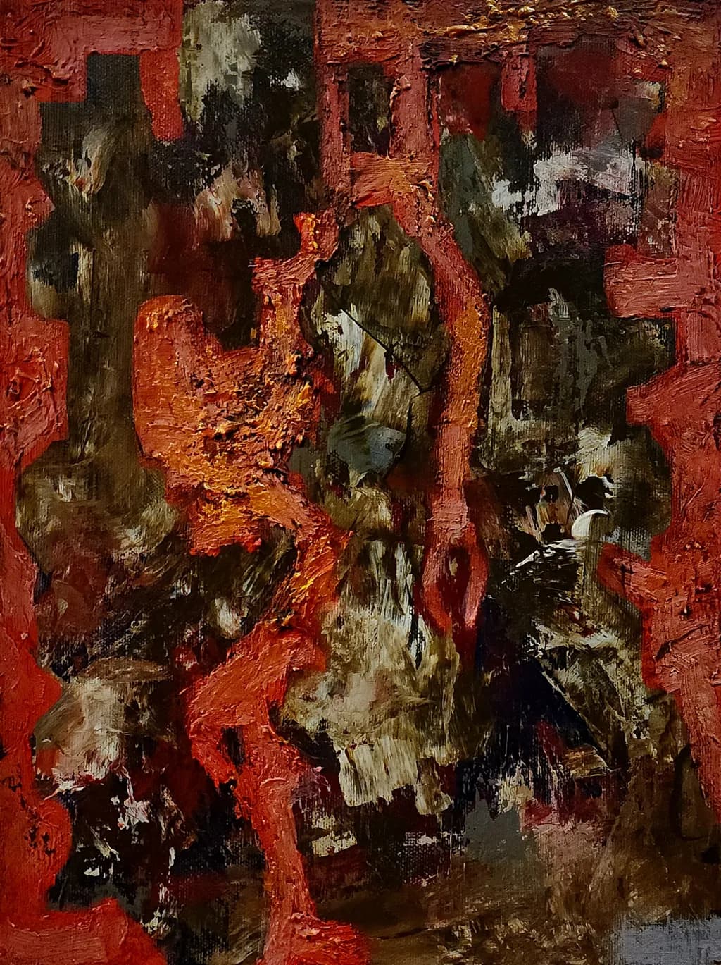 Crimson Chaos: An Expressionistic Journey Through Earthy Textures