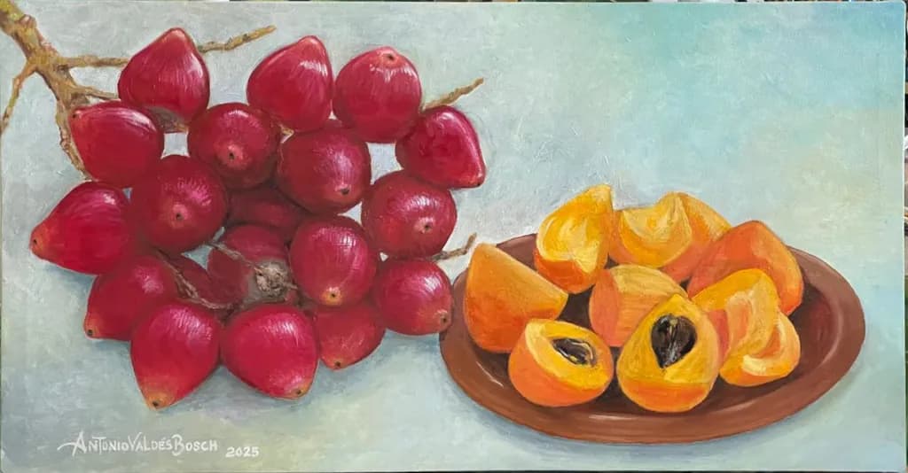 Vibrant Harvest: A Still Life of Red Fruits and Golden Apricots
