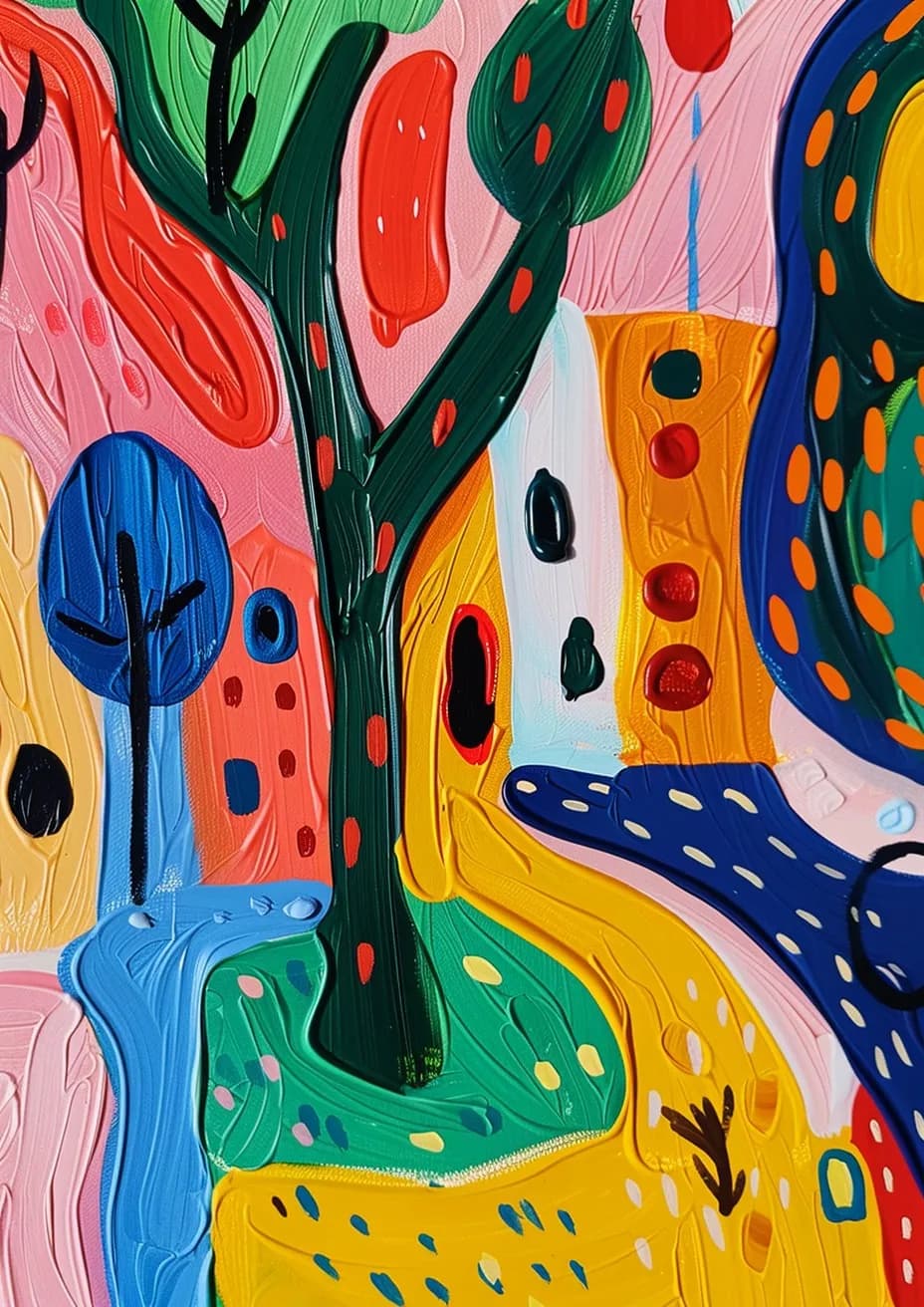 Vibrant Whimsy: A Colorful Journey Through Abstract Landscapes
