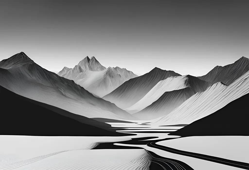 Whispers of the Mountains: A Monochrome Journey Through Nature's Majesty