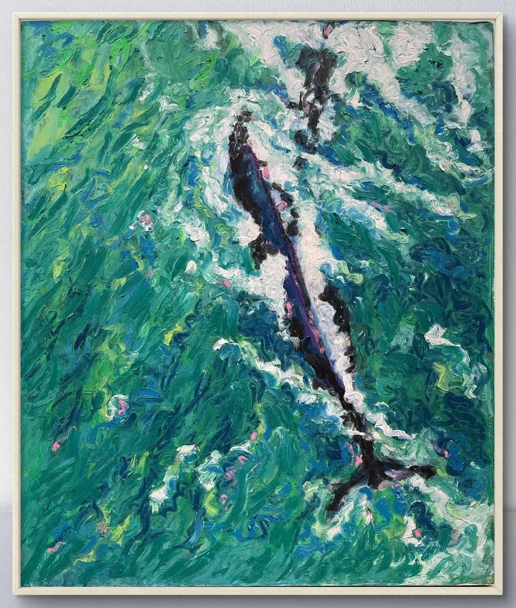 Whale Dance: A Serene Ocean Embrace in Abstract Blues