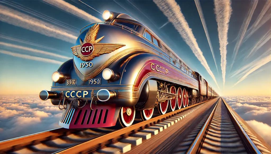 Majestic Journey: The Iconic 1950 CCCP Train Above the Clouds