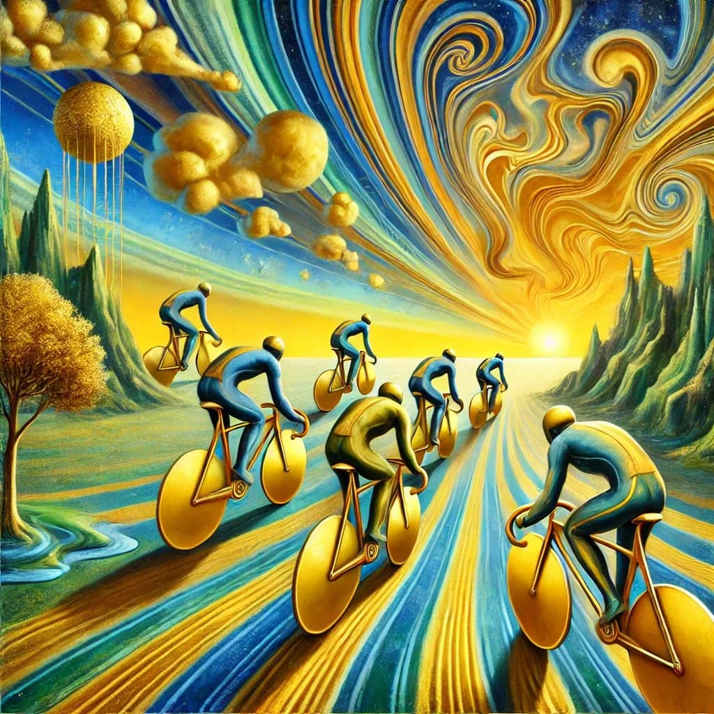 Cycling Through a Cosmic Dreamscape: A Journey of Color and Motion