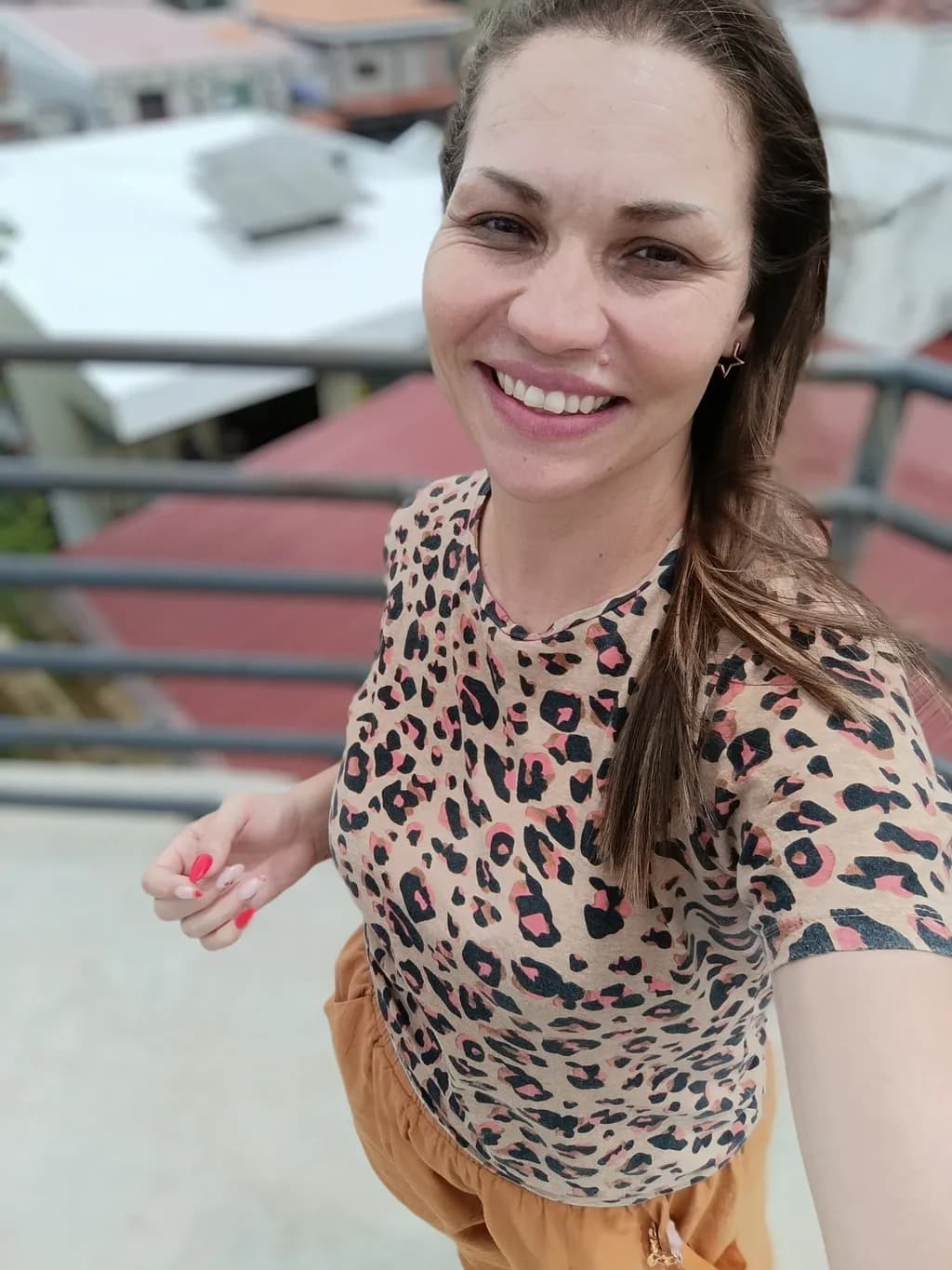 Urban Elegance: A Portrait of Joy in Leopard Print Style