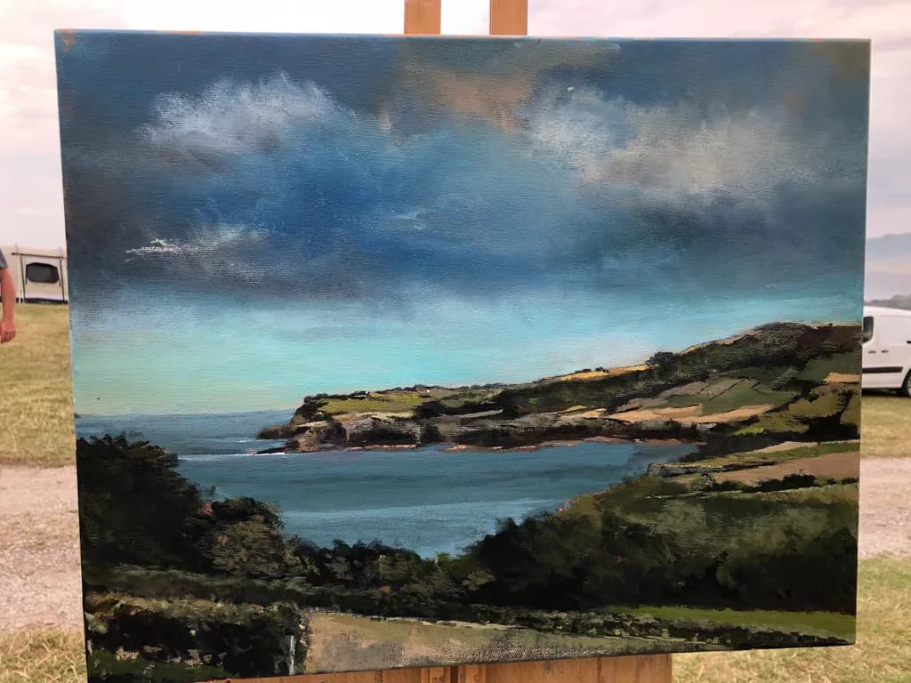 Serenity by the Shore: A Coastal Landscape in Tranquil Hues