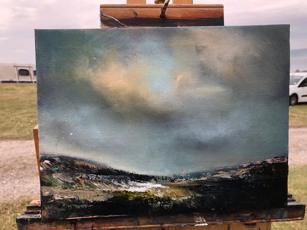 Whispers of the Sky: A Serene Landscape in Canvas Artistry
