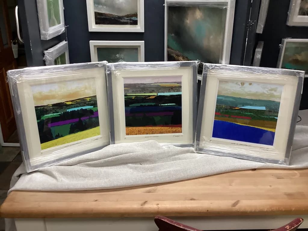 Vibrant Horizons: A Colorful Landscape Triptych for Creative Displays