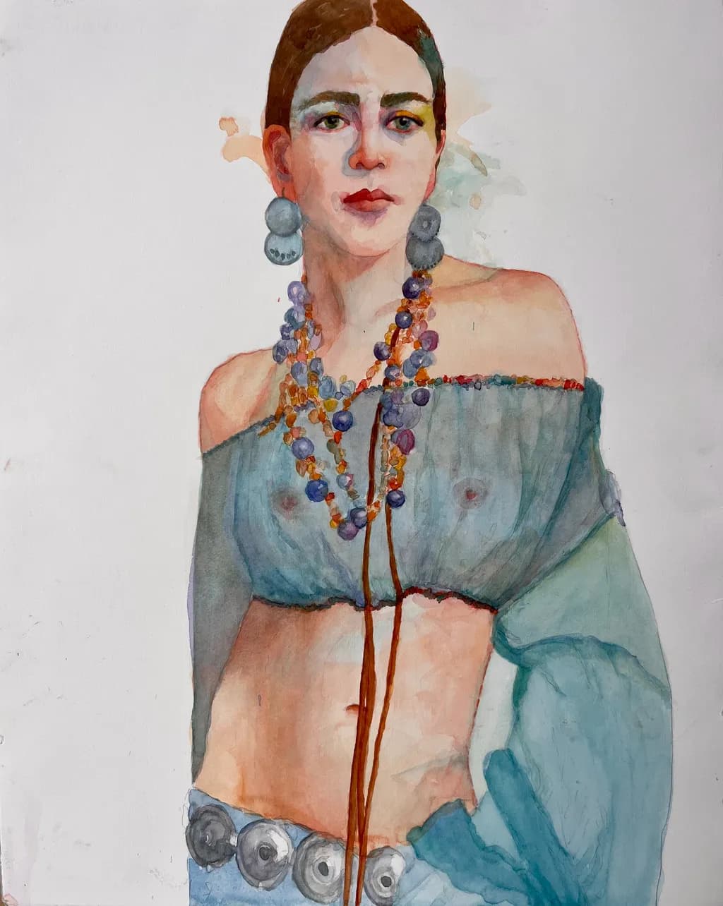 Radiant Elegance: A Watercolor Portrait of Cultural Beauty