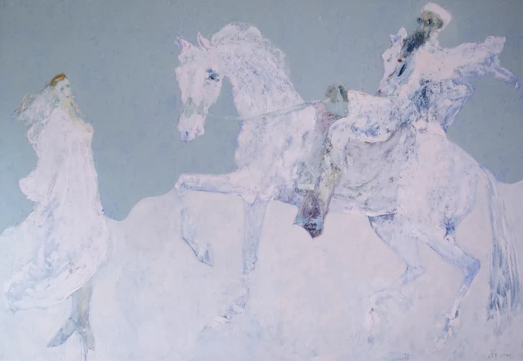 Whispers of the Ethereal: A Dance Between Light and Shadow on Horseback