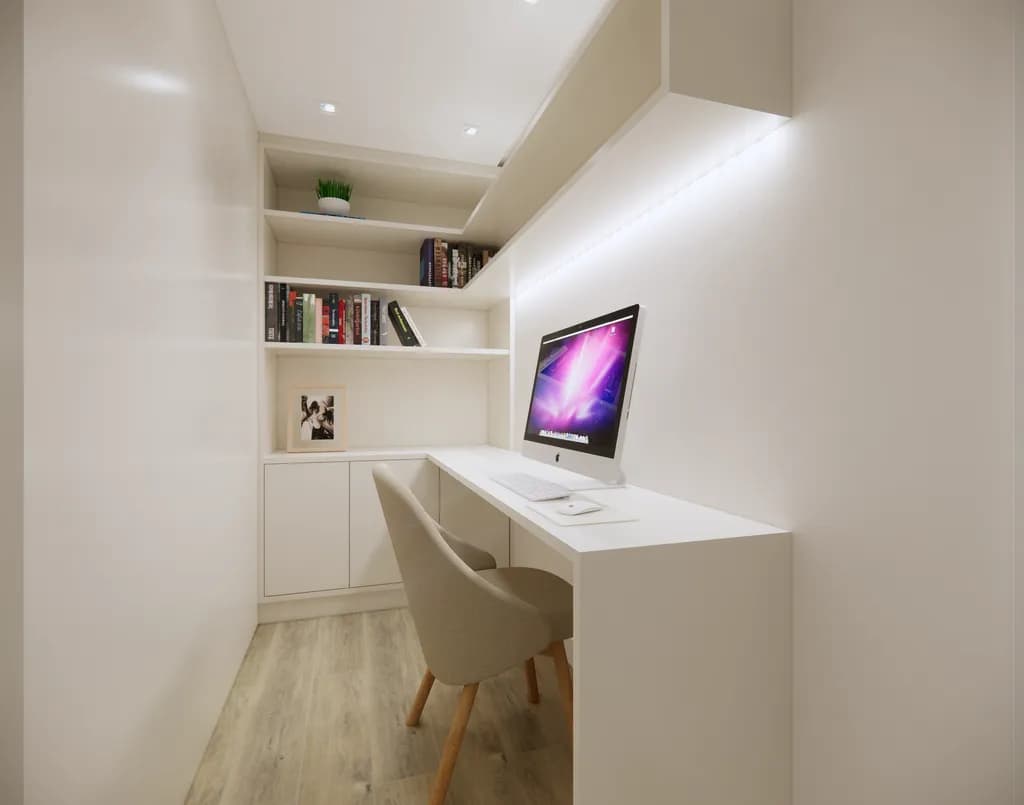 Serene Minimalism: A Modern Workspace Oasis for Creative Minds