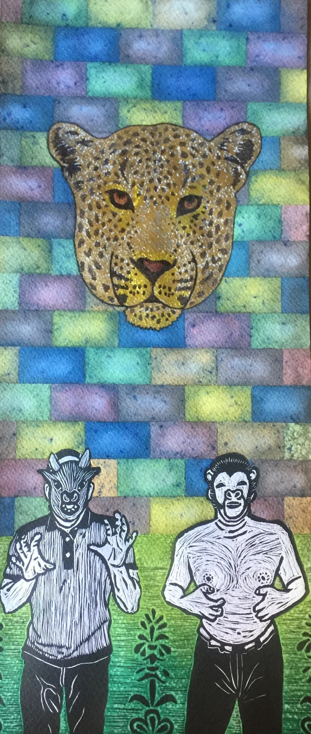 Vibrant Encounters: The Dance of Beasts and Men in Colorful Harmony