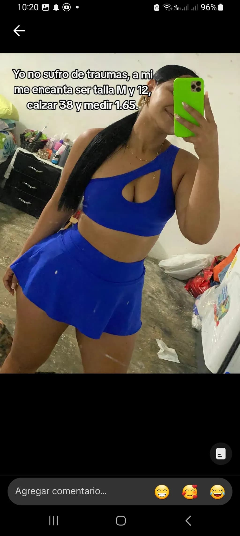 Vibrant Confidence: A Playful Selfie in Blue Activewear