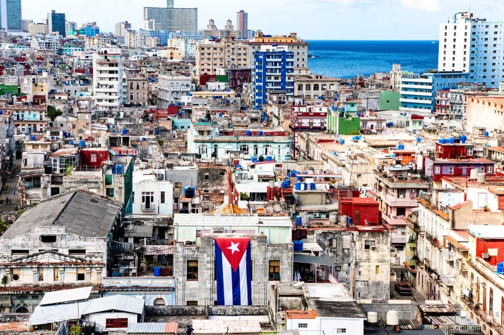 Vibrant Urban Tapestry: A Colorful Glimpse of Coastal Havana's Historic Heartbeat
