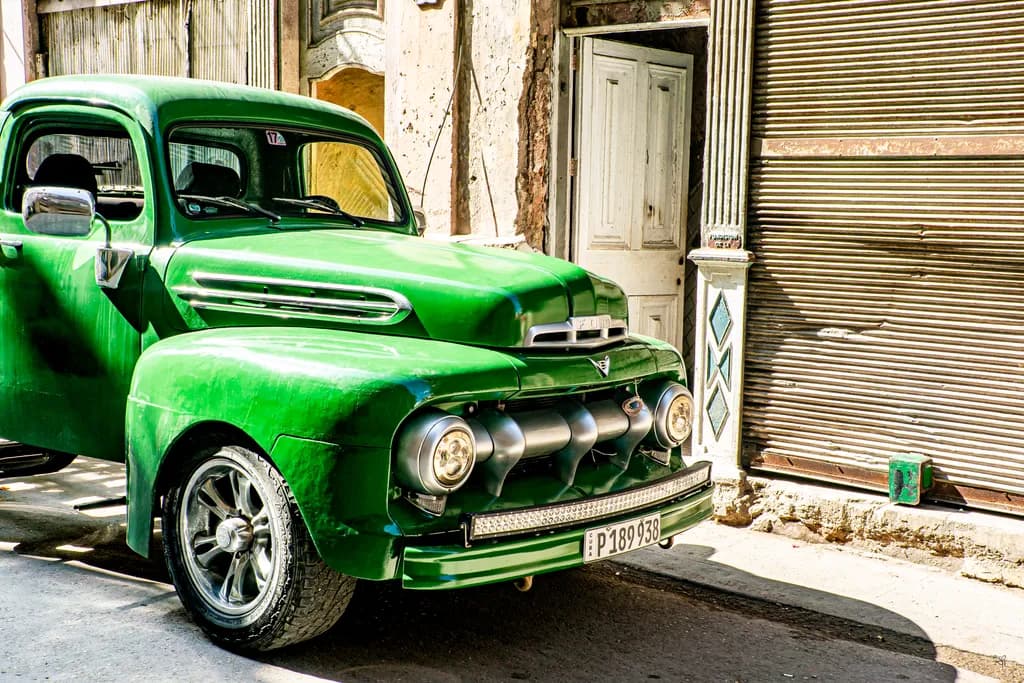 Vintage Green Truck: A Classic Urban Gem Captured in Time