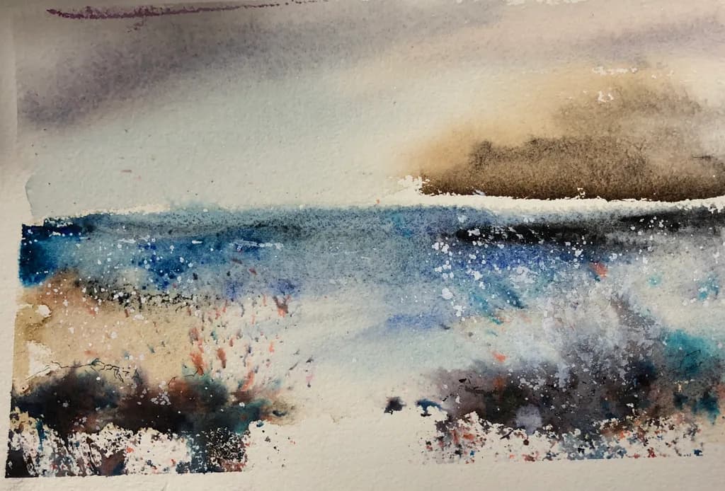 Whispers of the Ocean: A Serene Watercolor Journey Through Waves and Light