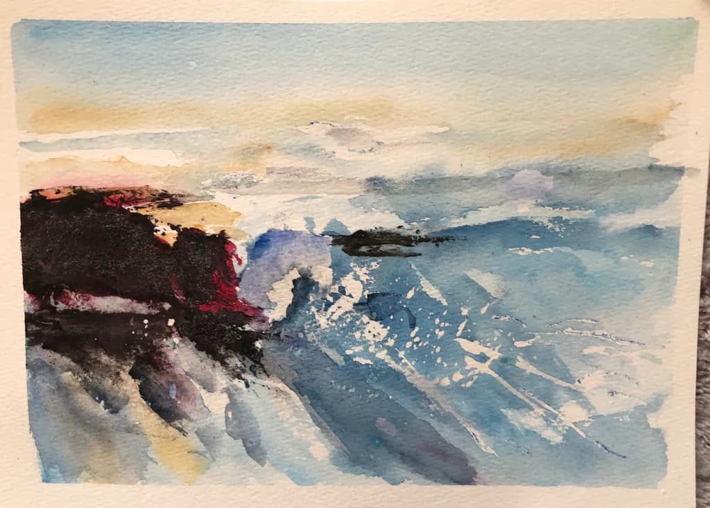 Oceanic Whispers: An Abstract Watercolor Journey Through Blue Textures and Landscapes