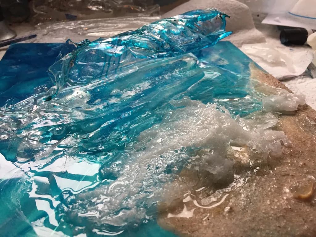 Ocean's Embrace: A Textured Journey Through Aqua and Ice