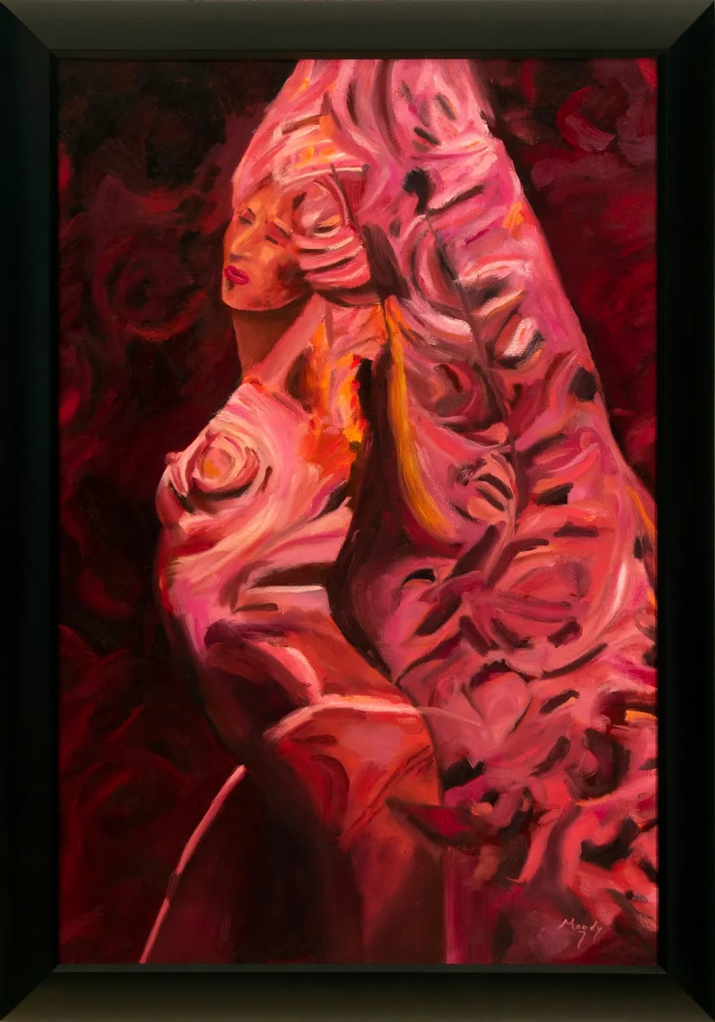 Whispers of Passion: A Dance in Shades of Pink and Red