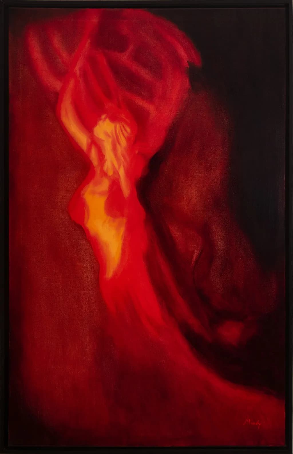 Ethereal Dance of Flames: A Passionate Embrace in Red