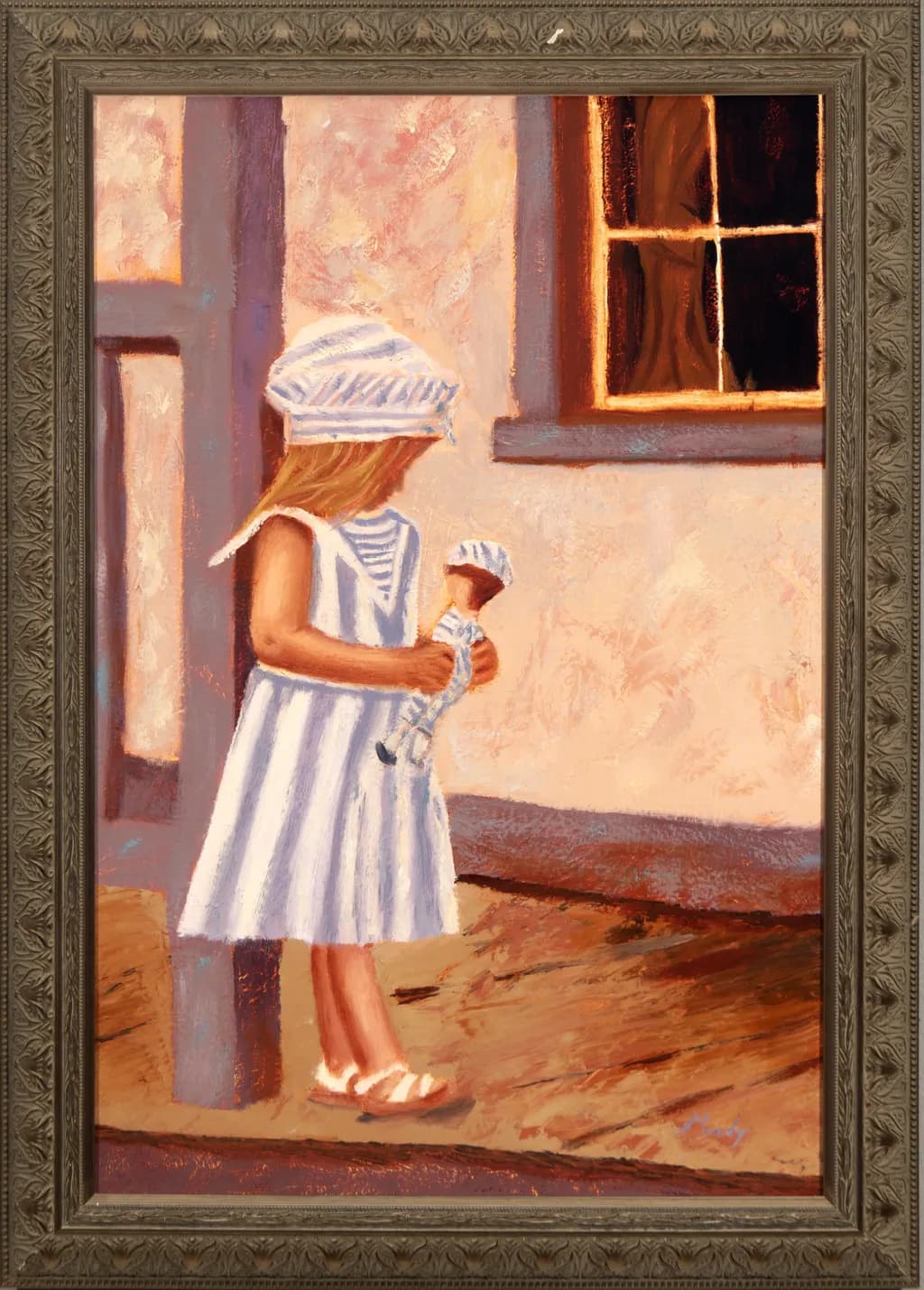 Whispers of Childhood: A Girl and Her Doll in Soft Hues