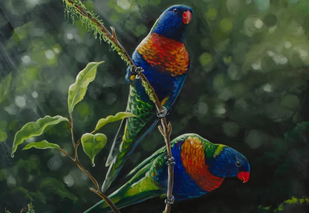 Colorful Conversations: A Pair of Rainbow Lorikeets in Nature's Embrace