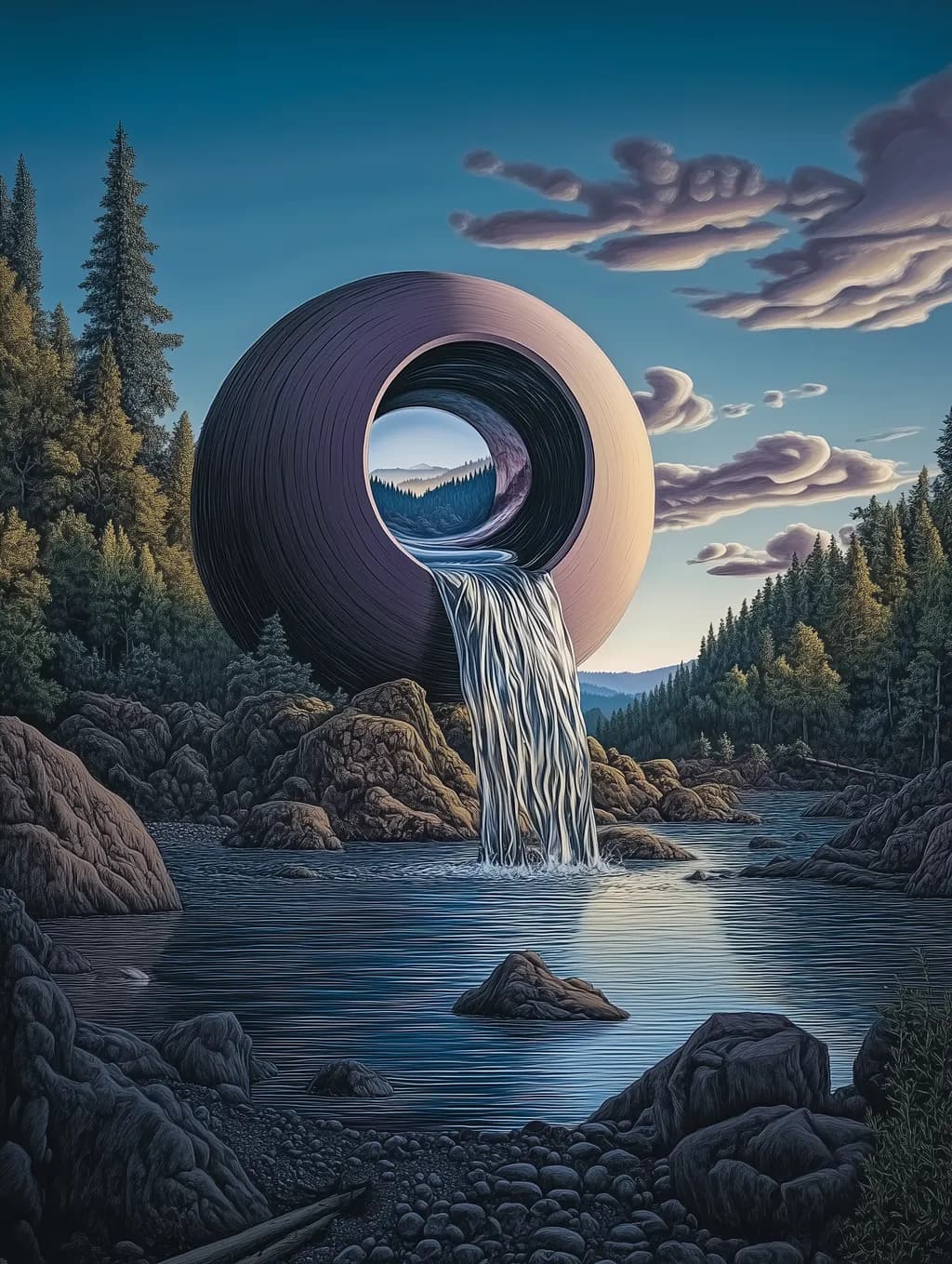 Ethereal Cascade: A Serene Journey Through Nature's Sculpted Waterfall