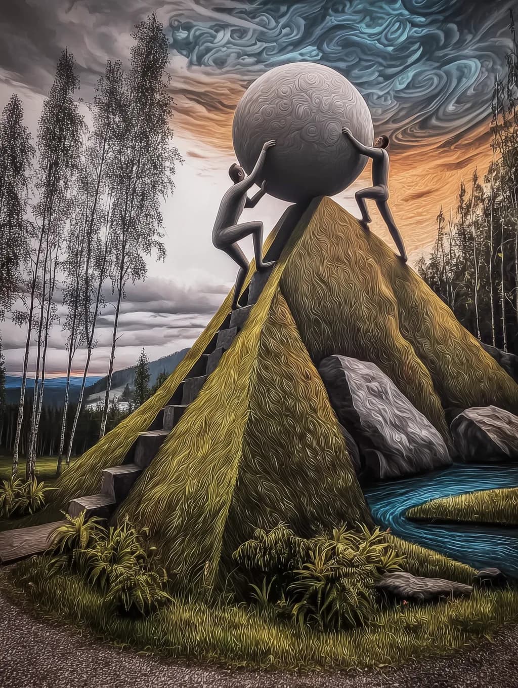 Journey of Imagination: The Sculptural Ascent of Effort and Abstract Landscapes