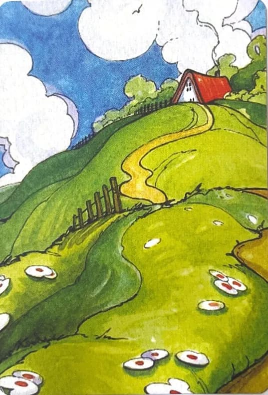 Whispers of the Countryside: A Serene Pathway Through Flowered Hills and Clouds