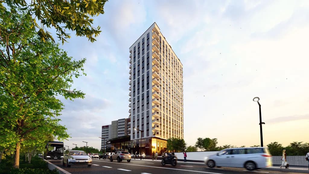 Urban Serenity: A Modern Cityscape Embracing Nature's Touch